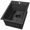Ruvati 15 x 20 inch Gunmetal Black Stainless Steel Drop-in Topmount Bar Prep Sink Single Bowl RVH8110BL